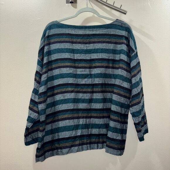 Eileen Fisher Organic Linen Striped Boxy Top – Size XL - Picture 11 of 15